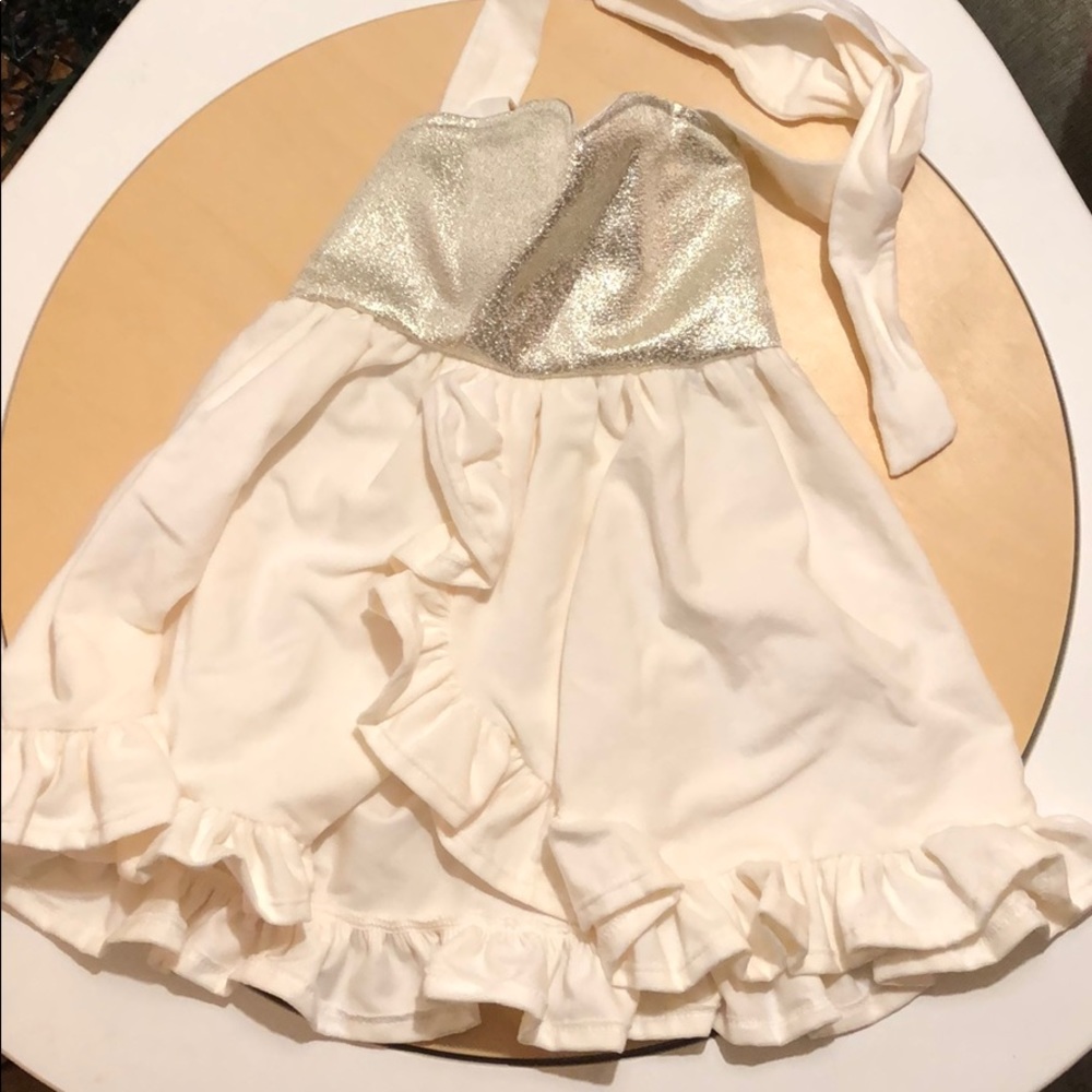 Sugar plum lane glitter slash cream flutter dress